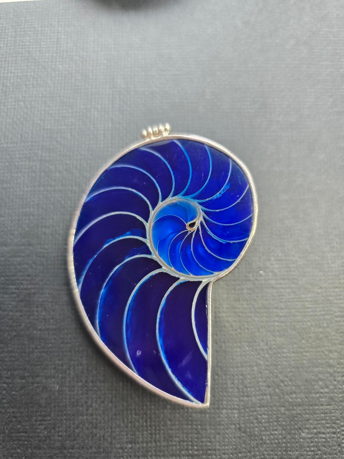 Nautilus shell - Sterling Silver - Blue Resin