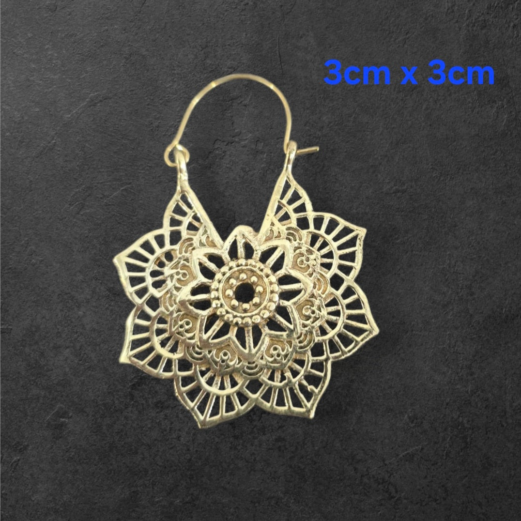 Lotus Earring - Red with original brass hook