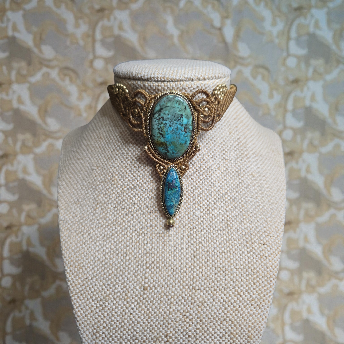 Chrysocolla Double Stone Collar