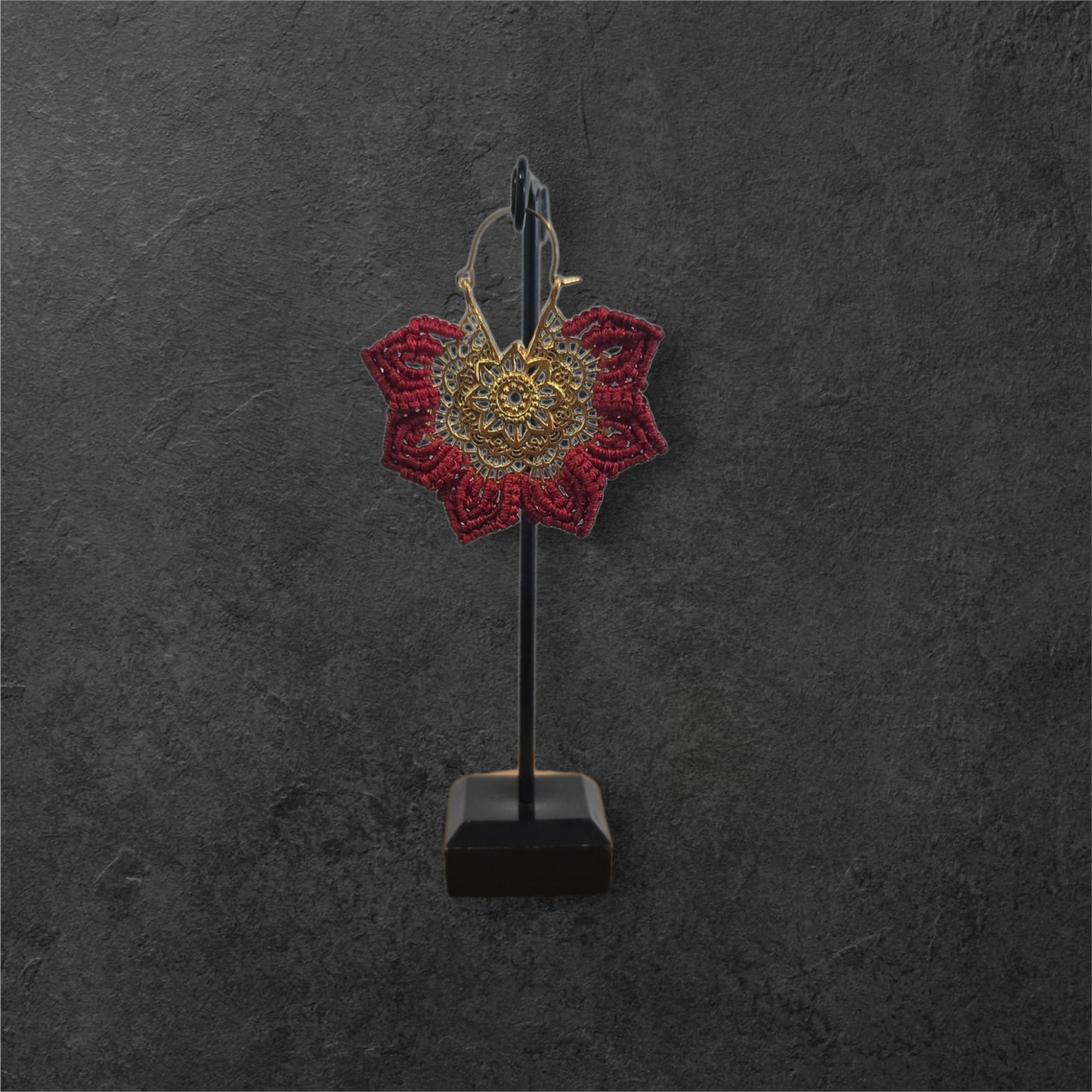 Lotus Earring - Red with original brass hook