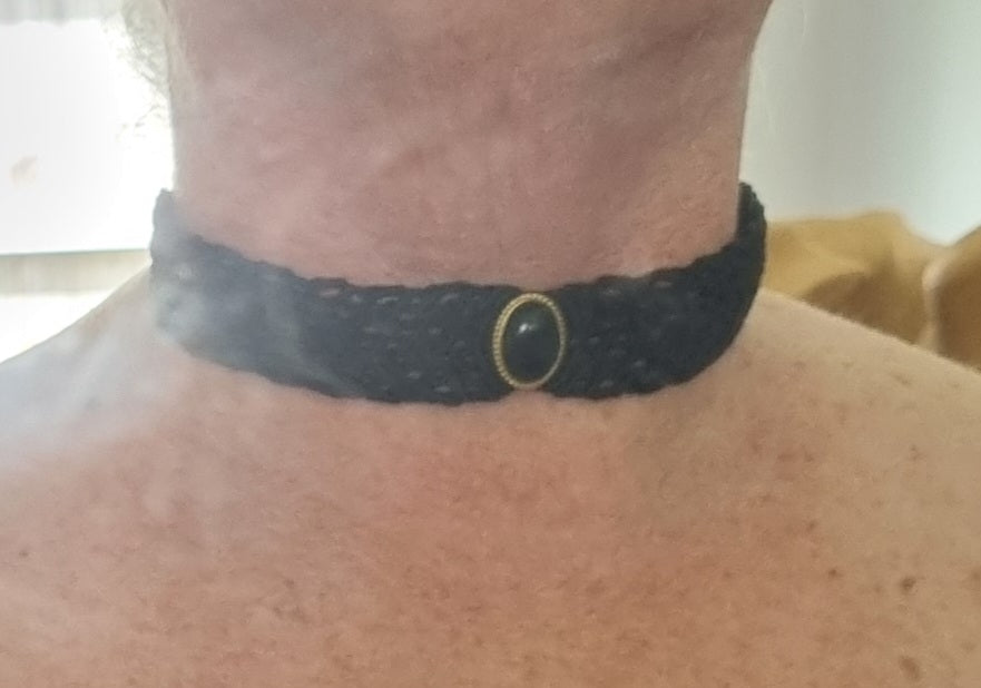 Black Onyx Choker - Hand Knotted by Suz Hansen