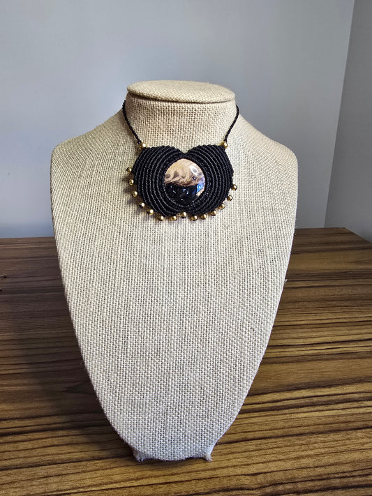 Tanya Clark - Custom Fossilised Palm Root Necklace and matching earrings