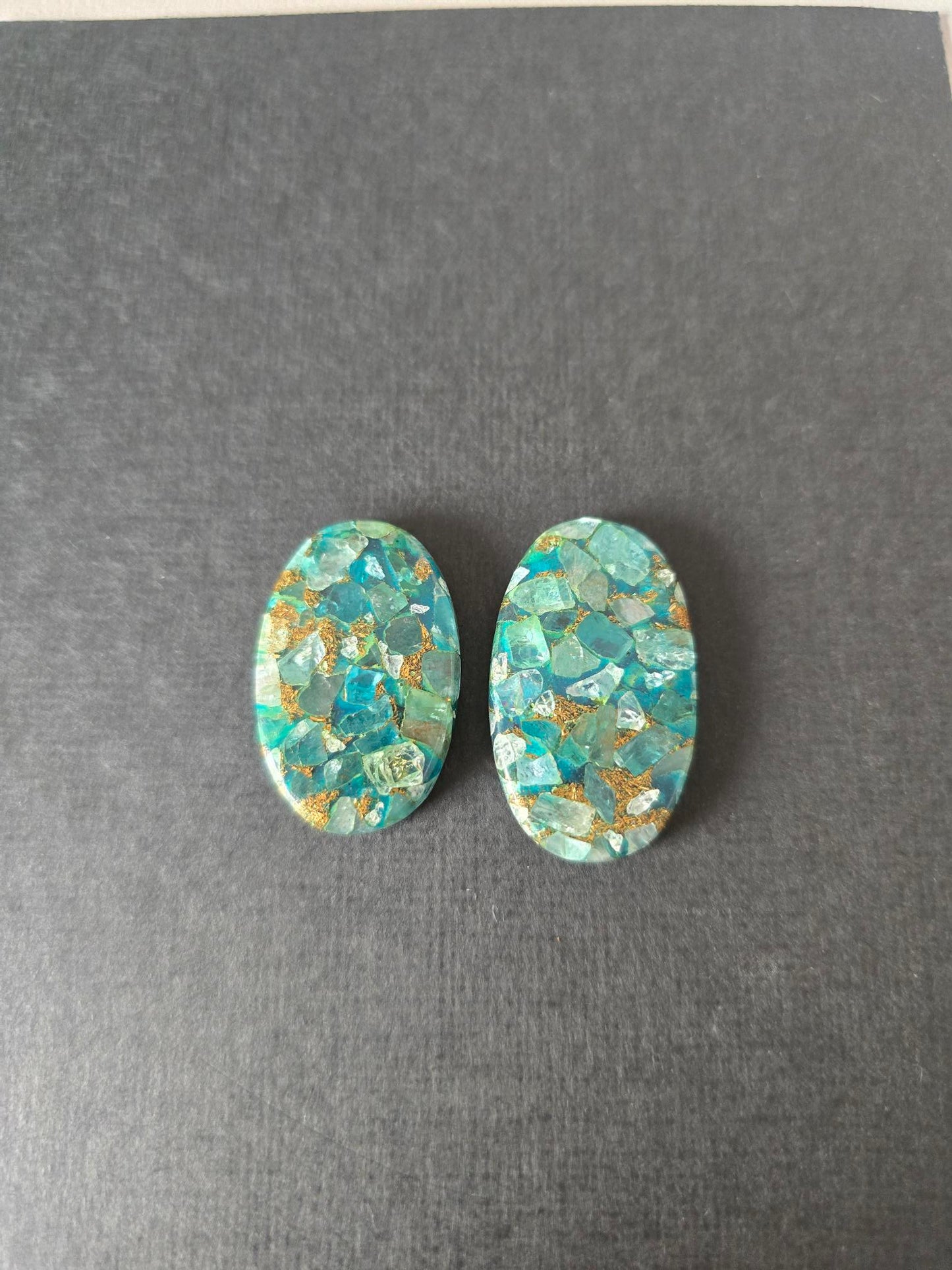 Apatite and Copper Cabochon - set of 2