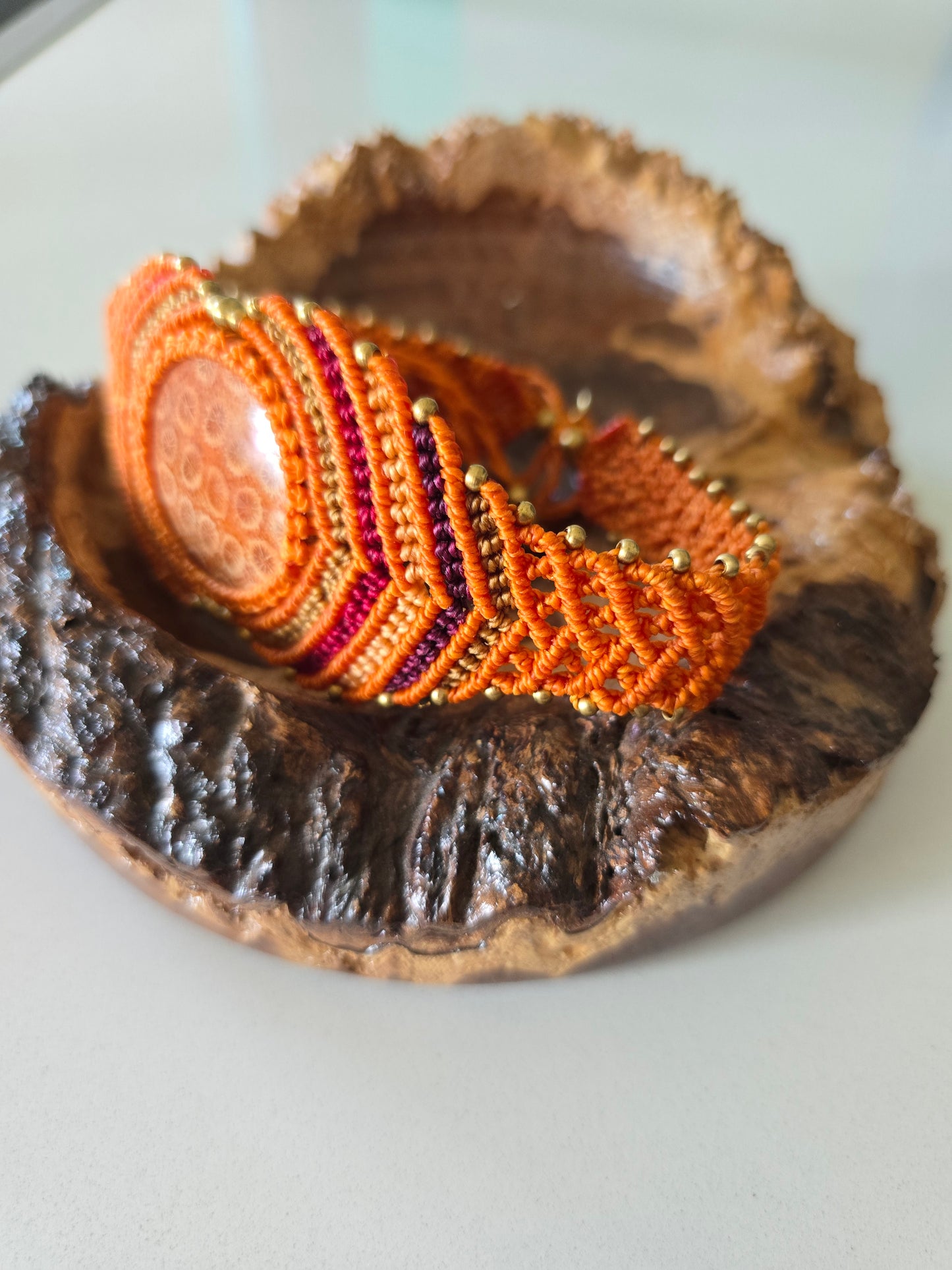 Fossilised Coral Choker - Orange
