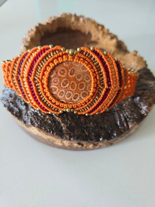 Fossilised Coral Choker - Orange