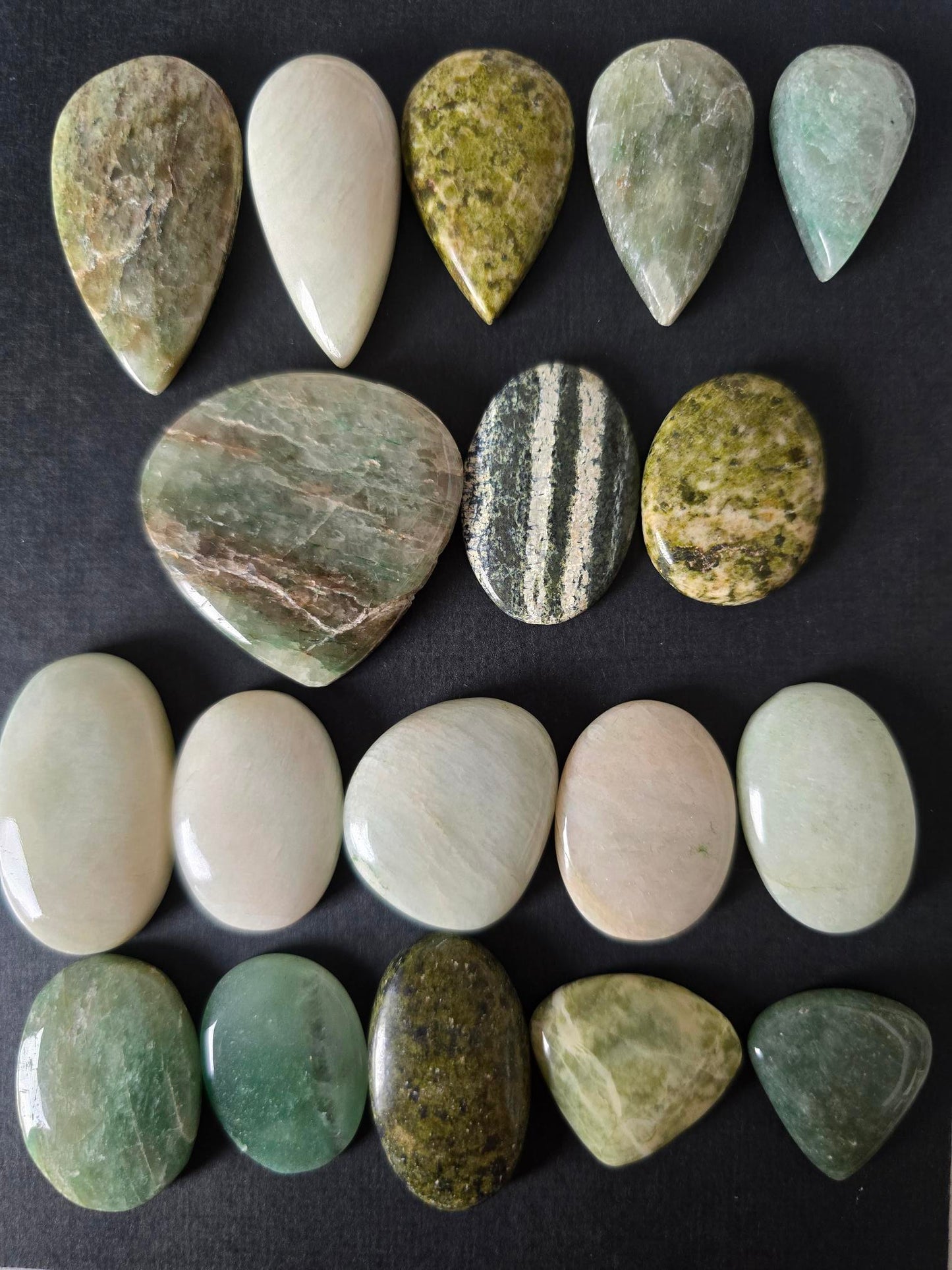 Green Coloured set of Cabachon's