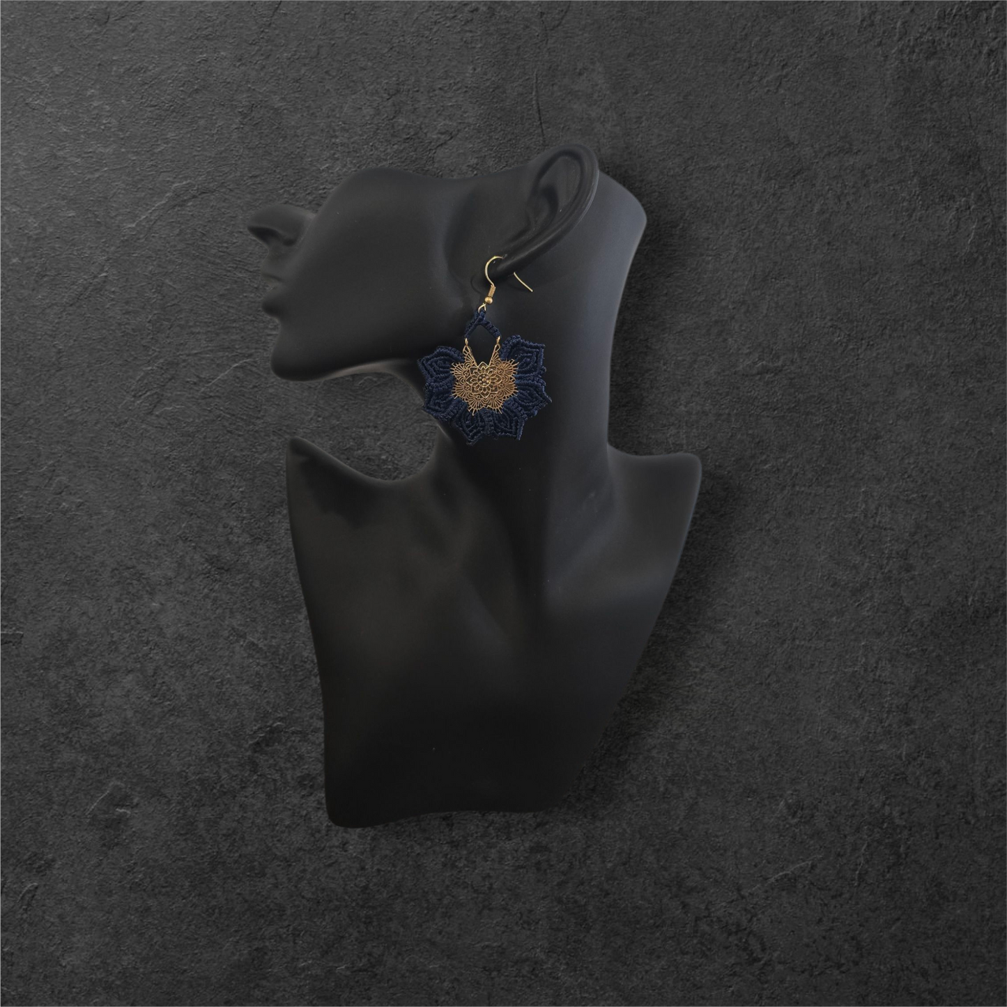 Lotus Earring - Navy