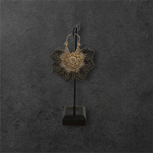 Lotus Earring - Teal with original brass hook