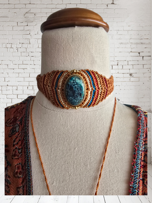 KC Choker - Chrysocolla  Centre Stone