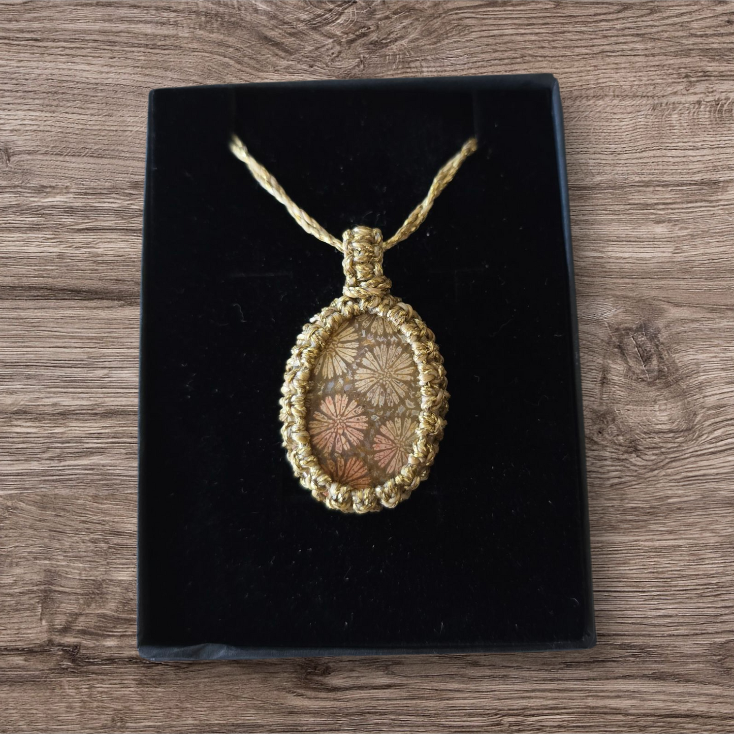 Fossilised Coral - Gold Cord