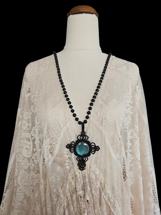 Gold Wing Cross Pendant with Round Stone Named by Poet