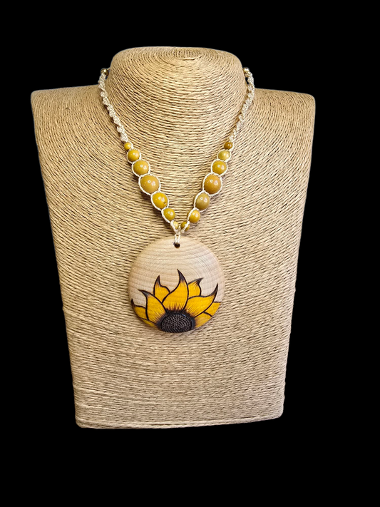 Sunflower Pendant - Mookaite Beads